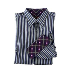 Mens Robert Graham 3XL Big & Tall Green/Purple 
Button Up/Flip Cuff Dress shirt